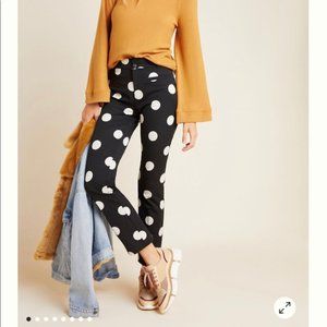 Anthropologie Essential Slim Pant - Black with White Polka Dots